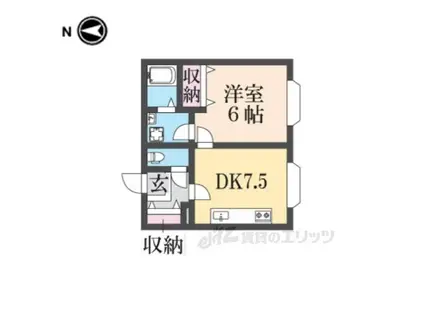 クレールヒロタⅡ(1DK/1階)の間取り写真