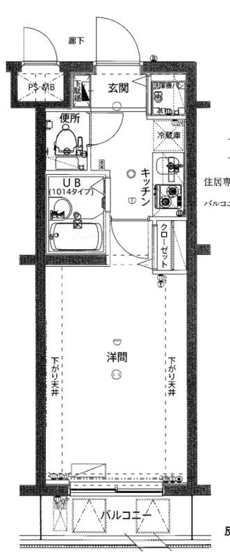 ジェノヴィアヒルズ西馬込ヴェルデ(1K/1階)の間取り写真