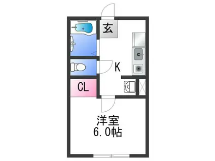 エクストリーム新在家A棟(1K/1階)の間取り写真