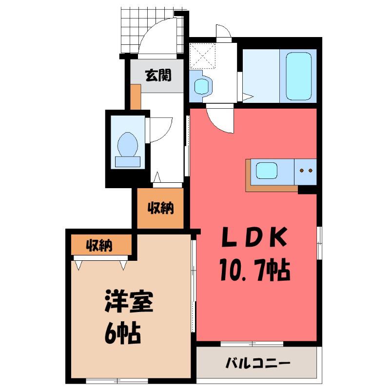 ディアフォレストII(1LDK/1階)の間取り写真