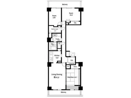 芝浦スクエアハイツ(3SLDK/9階)の間取り写真