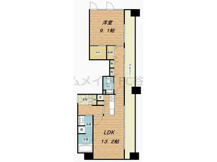 アーバネックス淀屋橋(1LDK/14階)の間取り写真