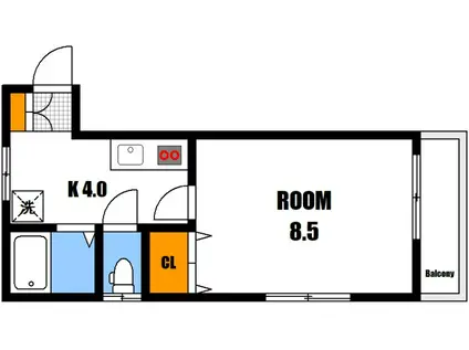 シャンブル祇園(1K/1階)の間取り写真