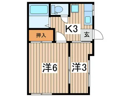 大新ハイツ(2K/1階)の間取り写真