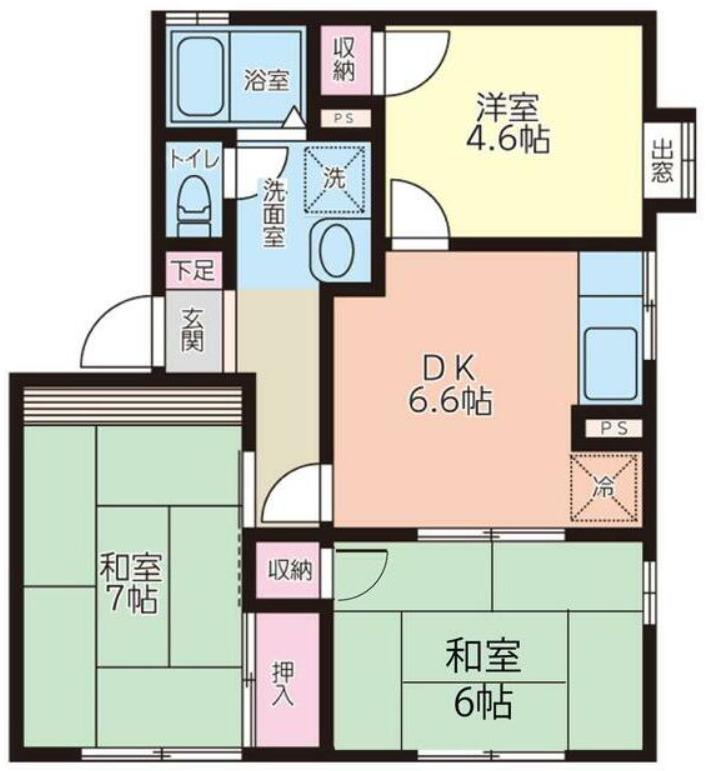 リトルバレーハイム(3DK/2階)の間取り写真