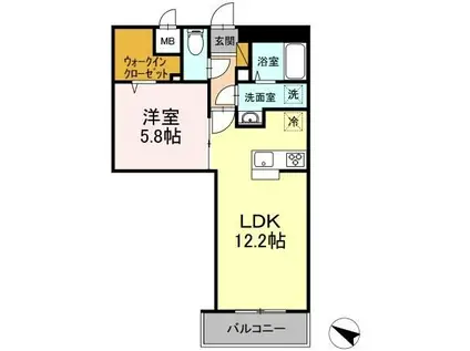 アーバンシャトー千葉中央(1LDK/2階)の間取り写真