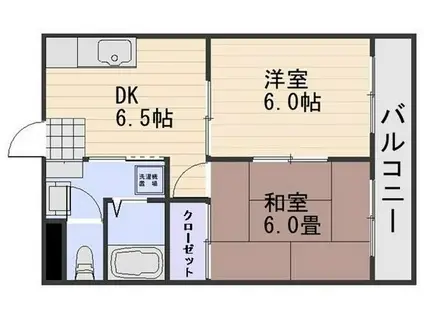 グランディール十日市(2DK/3階)の間取り写真