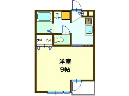 ベル・アージュA棟(1K/1階)の間取り写真