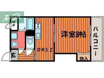 ピュール・セレネ表町(1DK/4階)の間取り写真