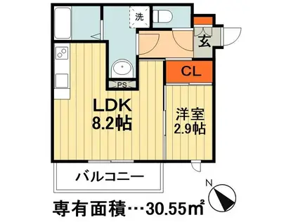 カーサグランデ本八幡(1LDK/3階)の間取り写真
