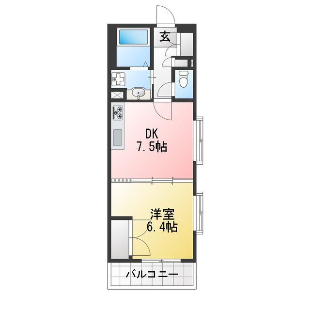 ベルジュール三鷹(1DK/1階)の間取り写真