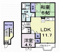 コーポロアールB(2LDK/2階)の間取り写真