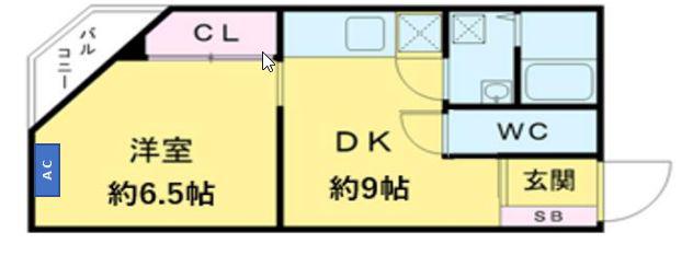 板倉マンション(1DK/4階)の間取り写真