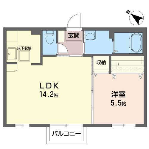 カーサグレース幸(1LDK/1階)の間取り写真