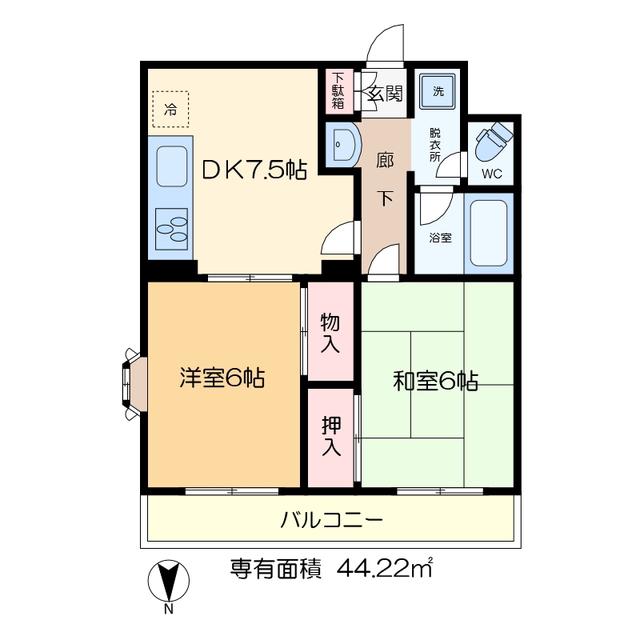 新潮通一番館(2DK/2階)の間取り写真