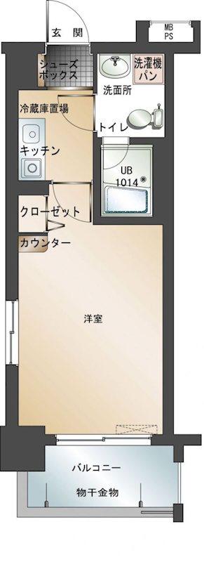 エンクレスト天神南(1K/9階)の間取り写真