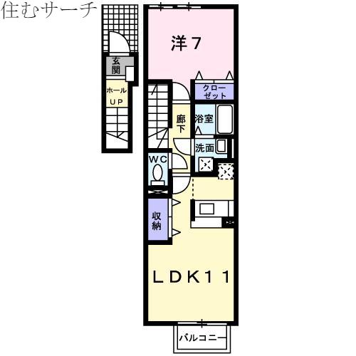 オーブII(1LDK/2階)の間取り写真