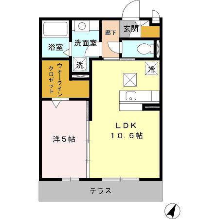 リブェール・コウ(1LDK/1階)の間取り写真