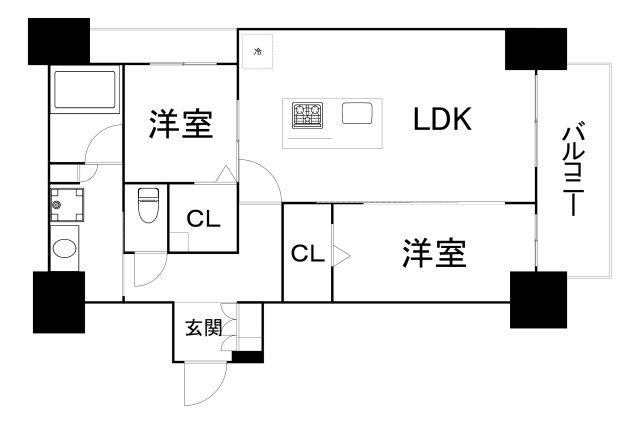 アーバネックス南新町(2LDK/12階)の間取り写真