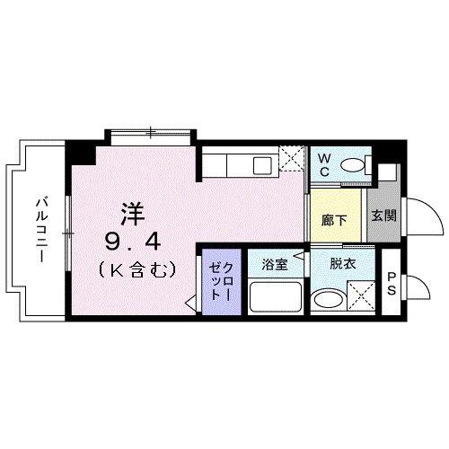 カーサユー(1K/3階)の間取り写真