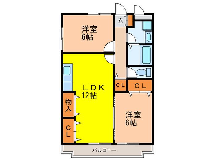 インペリアル中田(2LDK/2階)の間取り写真