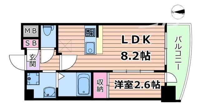 セレニテ天六ミラク(1LDK/2階)の間取り写真