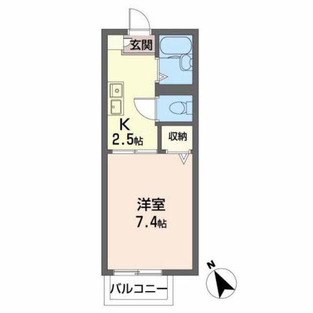 ドルチェ若宮(1K/2階)の間取り写真