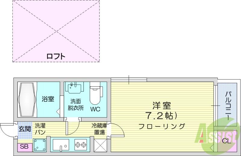 MARIANAⅠ(1K/1階)の間取り写真
