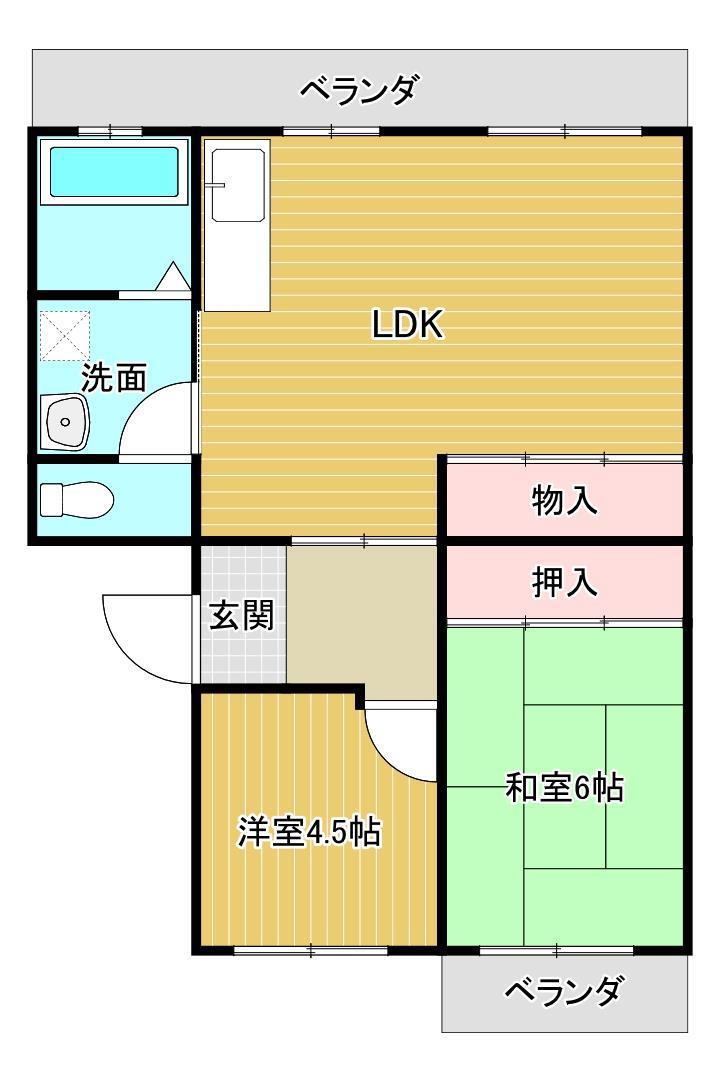 ニッセイ曽根コーポ 2(2LDK/1階)の間取り写真