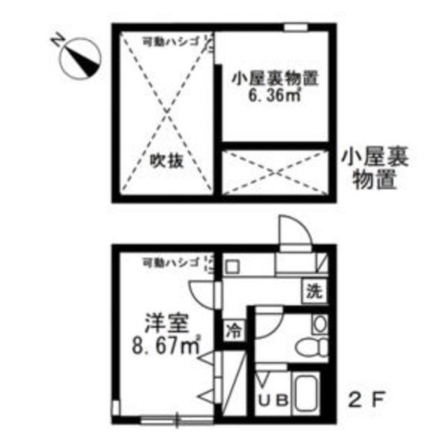 アザーレ・パッシオ東林間B(1K/2階)の間取り写真