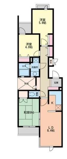 コスモプレイス氷川台(3DK/1階)の間取り写真
