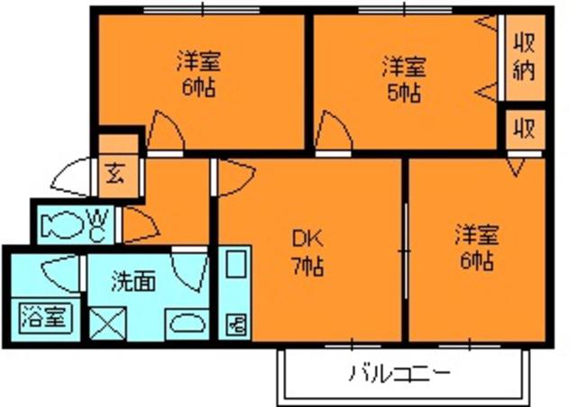パセオみささぎ A棟(3DK/1階)の間取り写真
