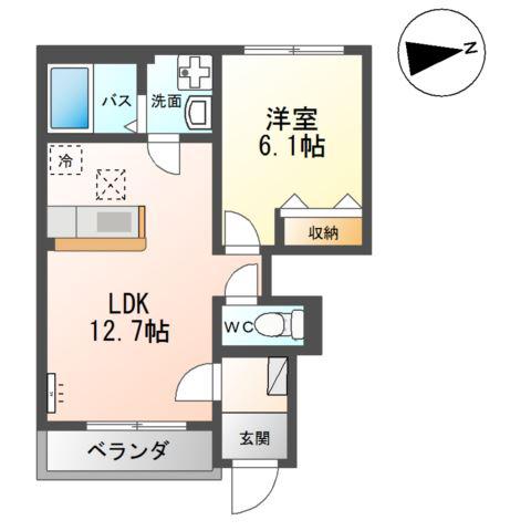 クレストール・K(1LDK/1階)の間取り写真