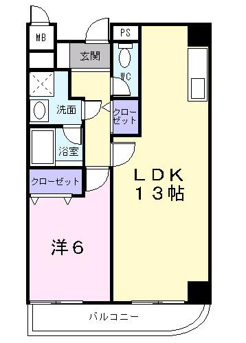 エレガンシア金剛(1LDK/4階)の間取り写真