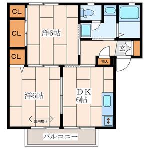 ヴェルドミール(2DK/1階)の間取り写真