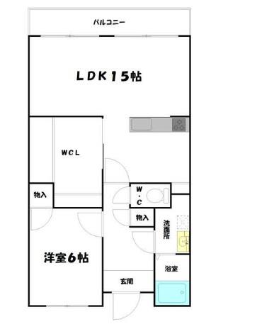 ヌーベルバーグイヌイ(1LDK/1階)の間取り写真