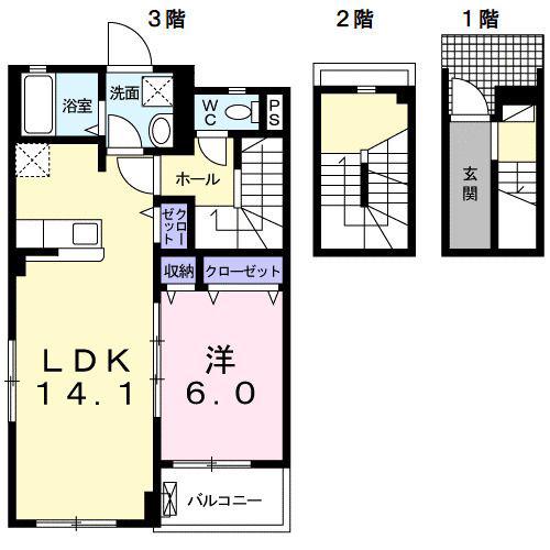 ア レーズ(1LDK/3階)の間取り写真
