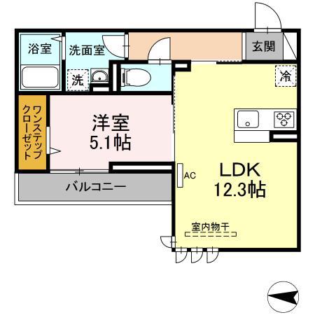 グランシャリオ東深津(1LDK/3階)の間取り写真