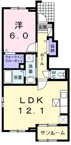 ラ・フォンテ(1LDK/1階)の間取り写真