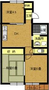 ヴァンベール三新A棟(3DK/3階)の間取り写真