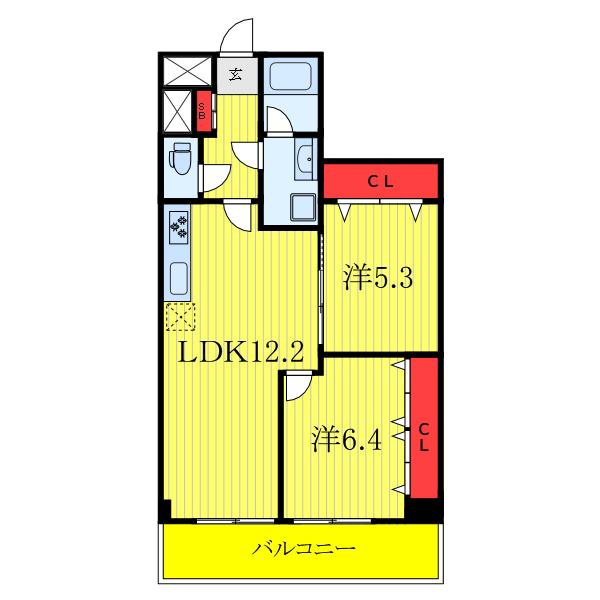志村坂上パークハイツ(2LDK/6階)の間取り写真