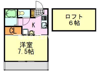 ベルクルール(1K/1階)の間取り写真