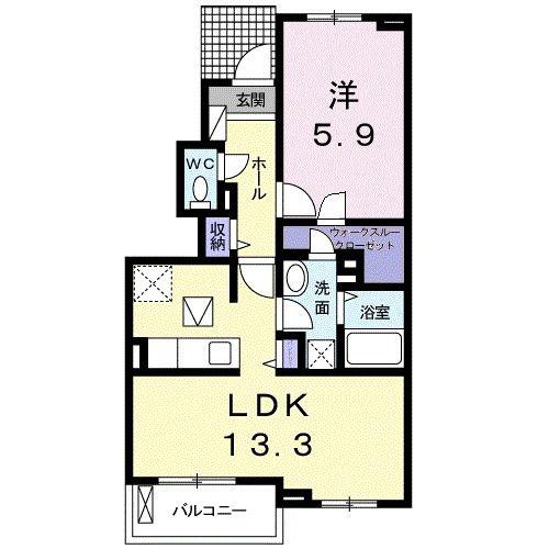 フラワー・レイ(1LDK/1階)の間取り写真