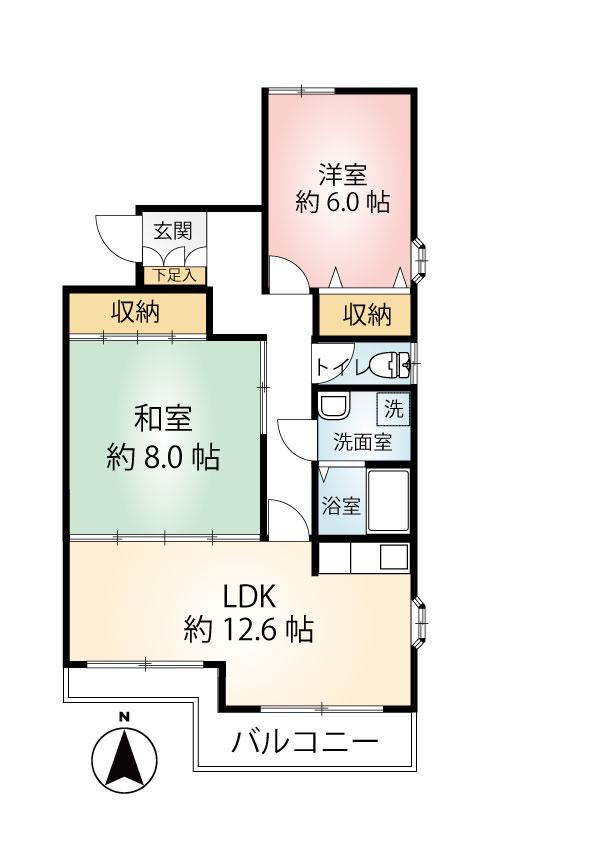 山建III(2LDK/1階)の間取り写真