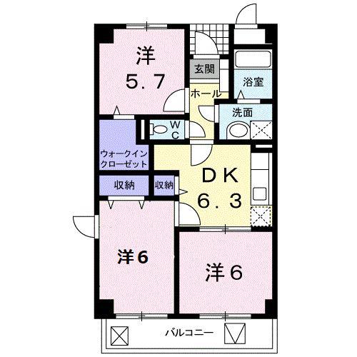 双藤マンション(3DK/3階)の間取り写真