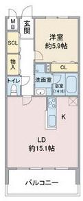 らとぅーる代官町ウエスト(1LDK/11階)の間取り写真
