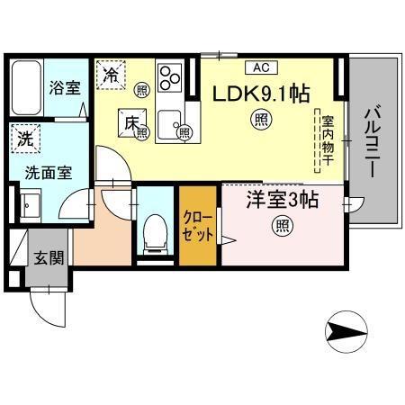 セントラルIWAMI TYPE-2(1LDK/1階)の間取り写真