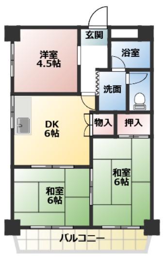 桜井ハイツ(3DK/4階)の間取り写真