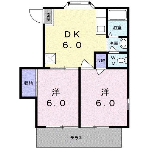 グレイスハイム A(2DK/1階)の間取り写真