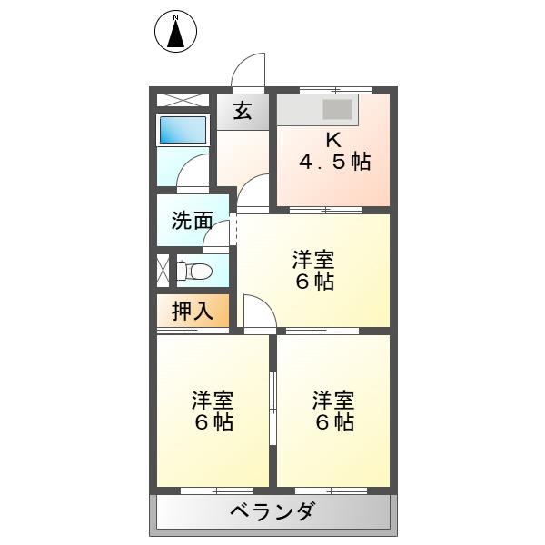 シャトータウン88(3K/2階)の間取り写真